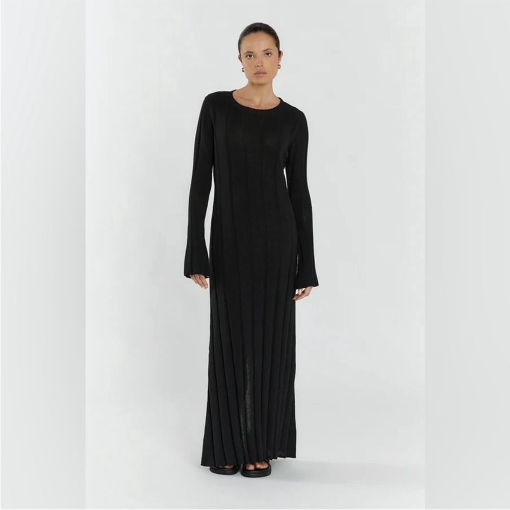 DISSH Emery Black Ribbed Long Sleeve Maxi Sweater Dress Size XS